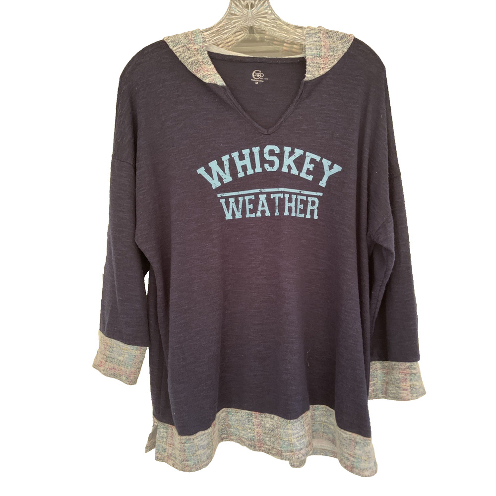 Women's Hoodie Sz Med W Graphic Wording Whiskey Weather Contrasting Colors GAP